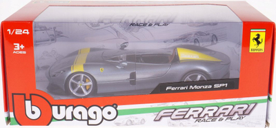 Maket veture Bburago Ferrari Monza SP1, shkalla 1:18, metal, gri me të verdhë