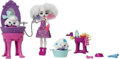 Set lojërash Mattel Enchantimals Poodle Beauty Salon HHC20, 15 pjesë, me efekt ndryshimi ngjyre, shumëngjyrësh