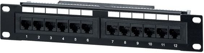 Patch панел Equip 12 порти, Cat.5e, 10\" 1U, црн