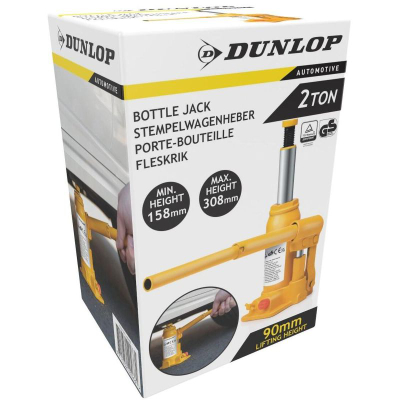 Fole hidraulike shishe Dunlop, 2 ton, lartësi 15.8 - 30.8 cm, e verdhë