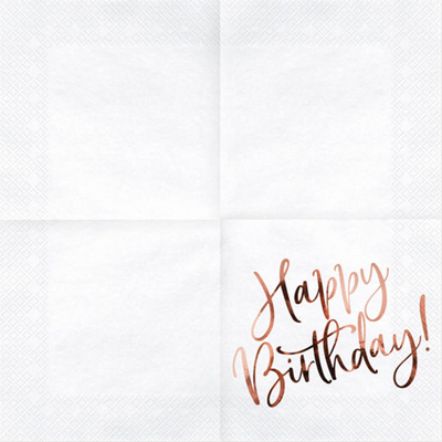 Lecka letre feste Happy Birthday, 33x33 cm, 20 copa, të bardha