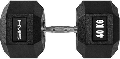 Hantel hekzagonal HMS Hex Pro, 40 kg, i veshur me gomë