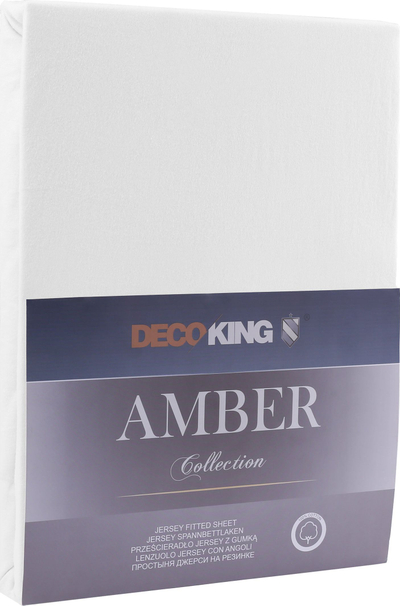 Çarçaf fitted DecoKing Amber, jersey, 120 x 200 cm, i bardhë