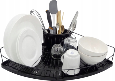 Tharës enësh për qoshe Brunbeste Corner Dish Dryer, i madh, i zi
