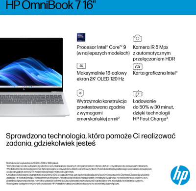 Laptop HP OmniBook 7 16-az0220nw, 16\", Intel Core 7 240H, 16GB RAM, ngjyrë argjendtë