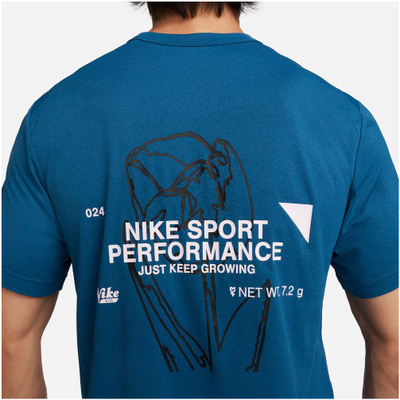 Bluzë sportive Nike Dri Fit UV Hyverse SS GX për meshkuj, mëngë të shkurtra, material Dri Fit, blu