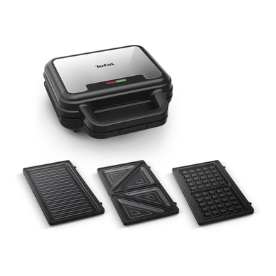 Tostier 3 në 1 Tefal UltraCompact SW383D10, 700W, pjata të këmbyeshme, inox