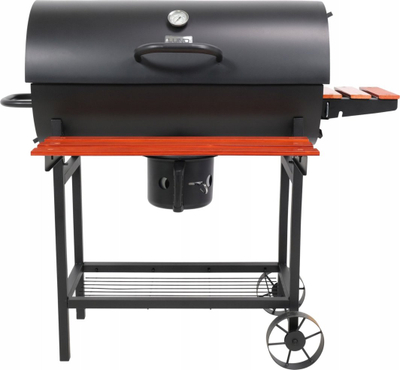Grill qymyri pa markë, me kapak, sipërfaqe 71x34.5 cm, i zi