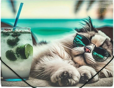 Folder dokumentesh Panta Plast Chillout Cat, A4, PP, me gomë elastike