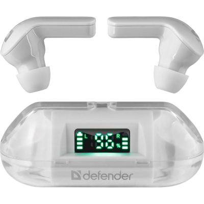 Kufje wireless Defender Twins 916, Bluetooth 5.0, kuti karikimi me ekran, të bardha