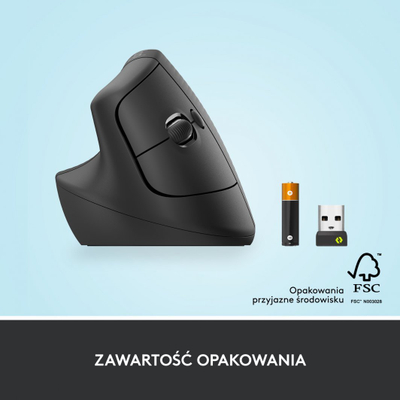 Maus Logitech Lift, për majtakë, wireless, Bluetooth, USB, i hirt