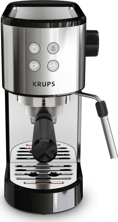 Makina espresso Krups Virtuoso Essential XP4418, 15 bar, me shkop avulli, inox e zezë