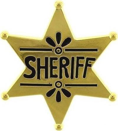 Distinktiv sherifi Sheriff Star, metal, 5.5cm, ngjyrë ari