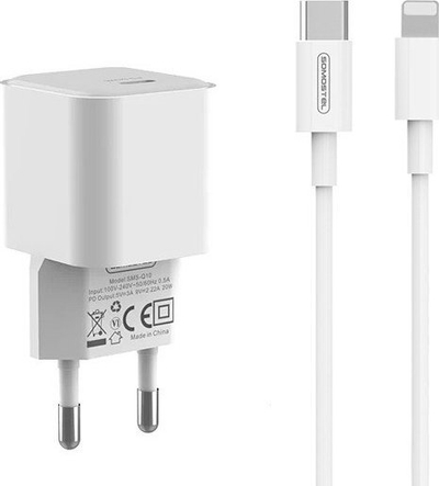 Karikues muri SOMOSTEL SMS-Q10, 20W PD, USB-C në Lightning, i bardhë