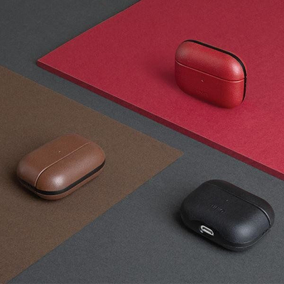 Mbrojtëse kufjesh UNIQ Terra për AirPods Pro, lëkurë e vërtetë, për karikim wireless, e zezë
