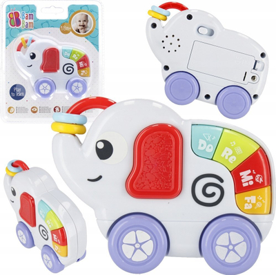 Музичка играчка BAM BAM музичко слонче 482392, со светла, многуобојна