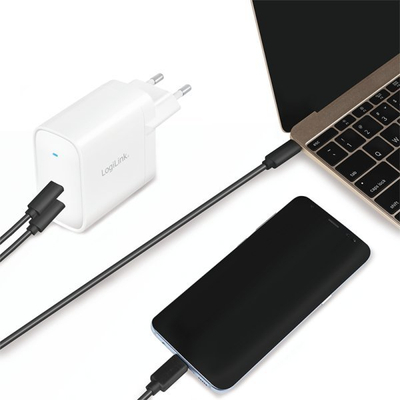 Ngarkues muri LogiLink PA0283, 65W, 2x USB C PD GaN, i bardhë