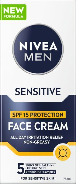 Krem fytyre për meshkuj NIvea Sensitive SPF15, 75 ml