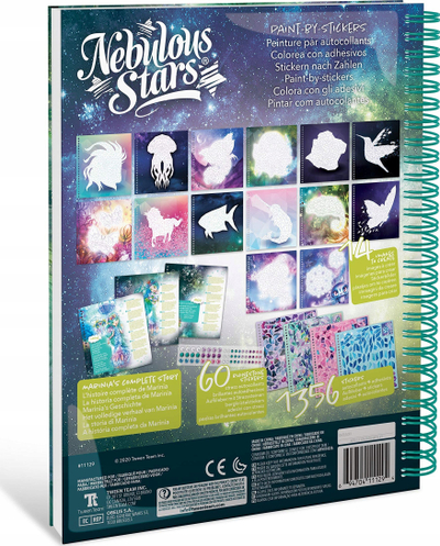 Книга за активности Nebulous Stars Paint by Stickers, 14 страници, 1350 налепници, многу обоена