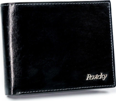 Portofol meshkujsh Rovicky, lëkurë natyrale, RFID Protect, i zi