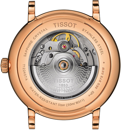 Orë dore për meshkuj Tissot Carson Powermatic 80 T122.407.36.031.00, e kaftë/artë