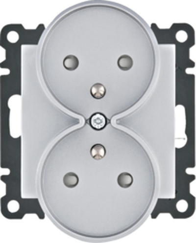 Hager Lumina WL1342 Двојна Приклучница со Заземјување, Сребрена