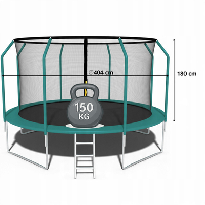 Trampolinë kopshti FUNFIT PREMIUM 404cm, rrjetë e brendshme, shkallë, shumëngjyrëshe