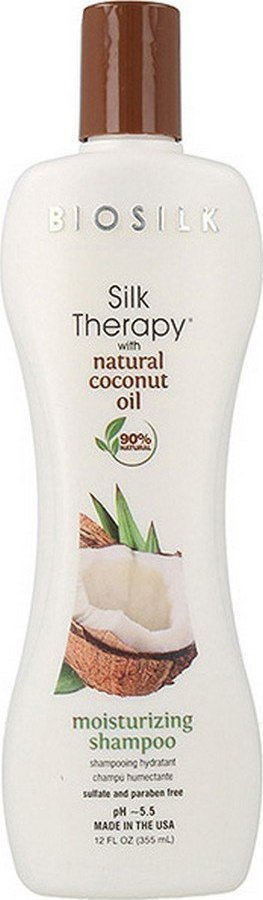Shampo flokësh BioSilk Silk Therapy, me vaj kokosi bio, për lagie të mirë e shkëlqim, 355 ml