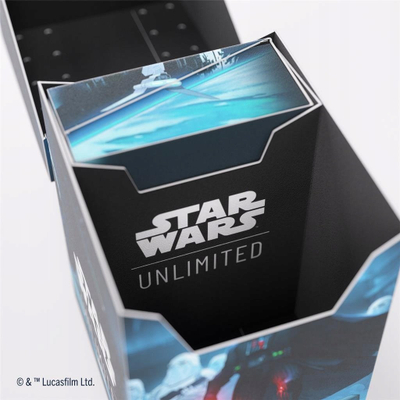 Kuti kartash Gamegenic Star Wars Unlimited Soft Crate Darth Vader, për 1 kuvertë, me kuti zhetonash, me dizajn Darth Vader