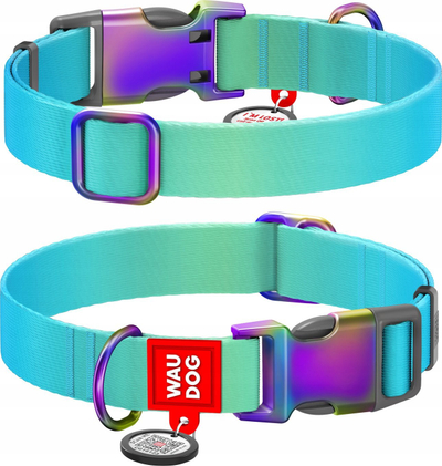 Qafore qeni Waudog najlon, me QR kod, XL, blu me ngjyra gradient