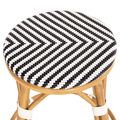 Tabure bar CHINO HM6286.03, alumin pamje bambuje, 43x43x65 cm, bardh e zi