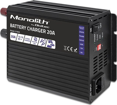 Karikues baterie Qoltec Intelligent Monolith, 20A, 12V, gri