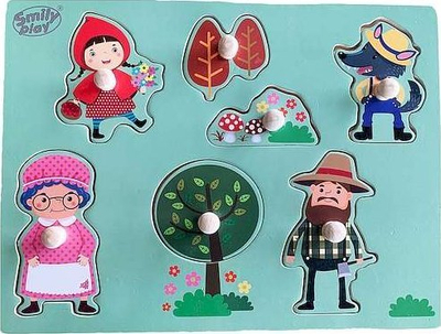 Puzzle druri Smily Play Kapuçkuqja, 7 copa, me knop, shumëngjyrësh