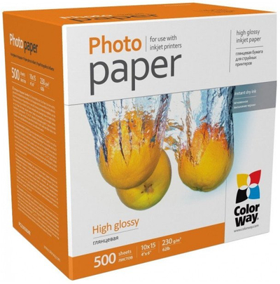 Letër fotografike ColorWay PG2305004R, super me shkëlqim, 10×15 cm, 230 g/m², 500 fletë