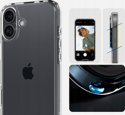 Mbulesë telefoni Spigen Crystal Hybrid për iPhone 16 Plus, kundër goditjeve, transparente