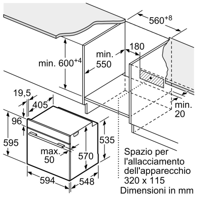 Furrë inkaso BOSCH Series 4 HBA514BS3, 71L, pastrim me hidro-lizë, inox