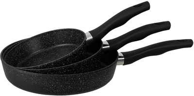 Set tiganësh MG Home Rubella, 3 copa, alumini, black marble