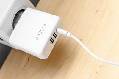 FIXED мрежен полнач USB-C, 2xUSB-A, PD, 60W, бел
