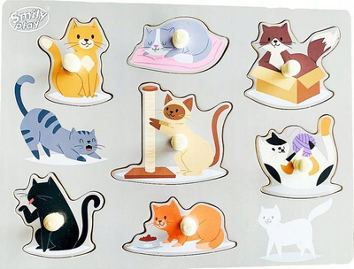 Puzzle druri Smily Play Kittens, me kapëse, edukative, shumëngjyrëshe