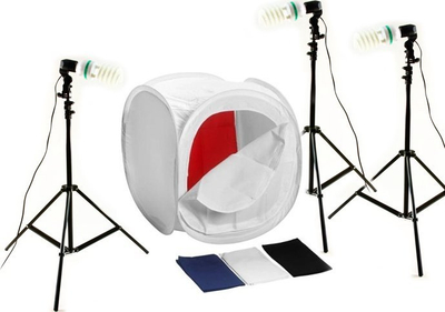 Set fotografik MASSA Shadowless, 3x400W, kuti drite 80x80x80 cm, i bardhë
