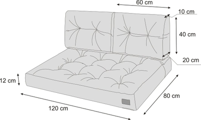 Set jastëkësh palete Hobbygarden LEO 1+2, Ekolen rezistent, 3 copë, i zi
