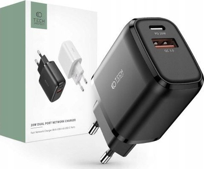 Karikues rrjeti Tech-Protect C20W, 1x USB-A, 1x USB-C, i bardhë