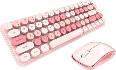 Set tastierë dhe maus pa tel Mofii iBean Pro, 2.4G, 2 copë, rozë