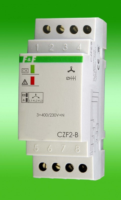 Relé mbrojtëse faze F&amp;F CZF-2B, 3 faza, 10A, e bardhë
