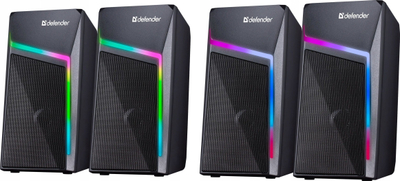 Altoparlantë Defender Stellar, 2.0, 6W, me ndriçim, të zinj