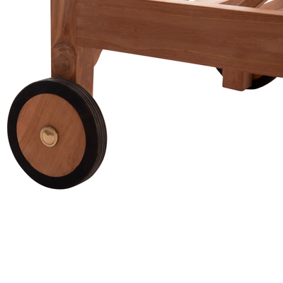 Shezlong plazhi Stellano HM6159, dru teak, me rrota, natyral