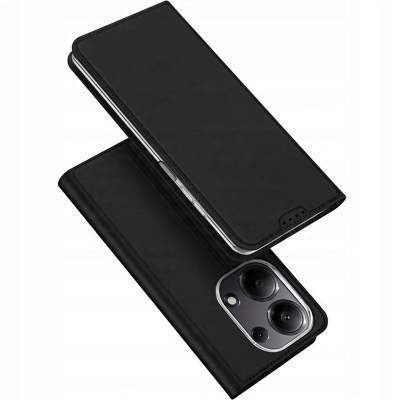 Kabullë telefon Dux Ducis Skin Pro për Redmi Note 13 Pro 4G, lëkurë eko, funksion mbajtës, e zezë
