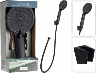 Set kokë dushi EXCELLENT KO-CF6000110, 3 mënyra, me zorrë, e zezë