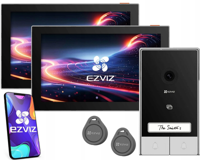 Video interfon WiFi Ezviz HP7, kit për 2 familje, ekran 7", 2K, gri