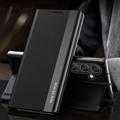 Futrollë Sleep Case Pro për Samsung Galaxy S25 Plus, tip book, me qëndrim, e zezë